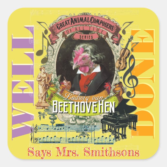 Music Teacher Reward Stickers Beethovehen (Front)