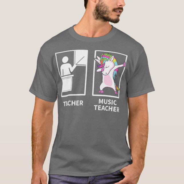 Music Teacher s Dabbing Unicorn Teacher Gift T-Shirt (Front)
