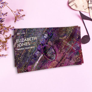 Music Teacher Saxophone Art Collage - mixed media Business Card