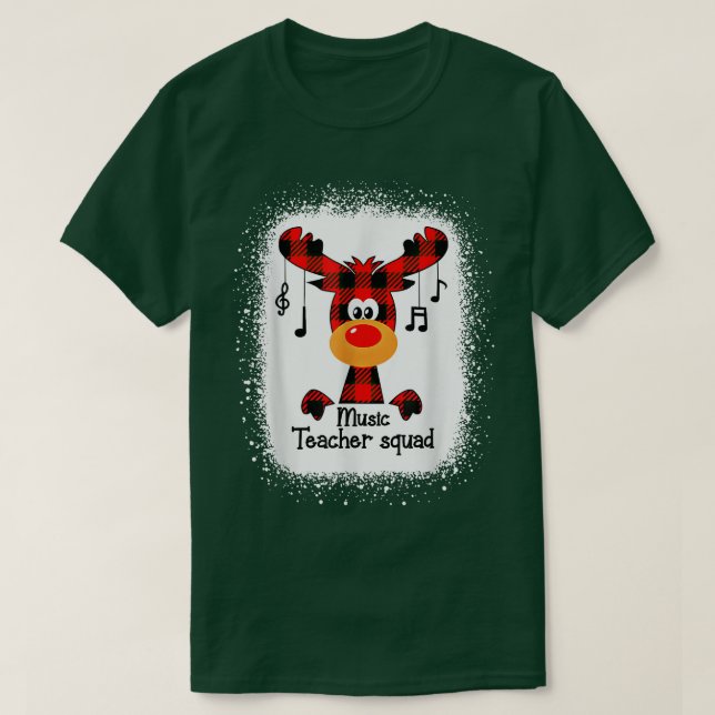 Music Teacher Squad Reindeer Funny Teacher Christm T-Shirt (Design Front)