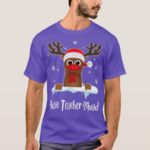 Music Teacher Squad Reindeer Santa Hat Christmas p T-Shirt