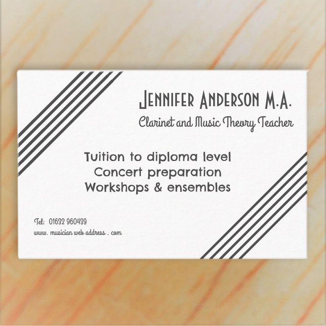 Music Teacher Stylish Modern Elegant Business Card (Creator Uploaded)