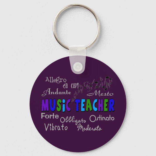 Music Teacher Terminology Design Key Ring (Front)