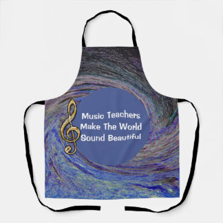 Music Teacher Thank You Blue Spiral Swirl School Apron