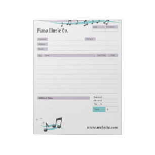 Music Teacher Theme Order Form/Invoice Notepad