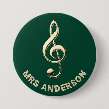 Music Teacher Treble Clef Green Personalized Name