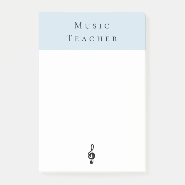 Music Teacher Treble Clef Simple Blue Post-it Notes (Front)