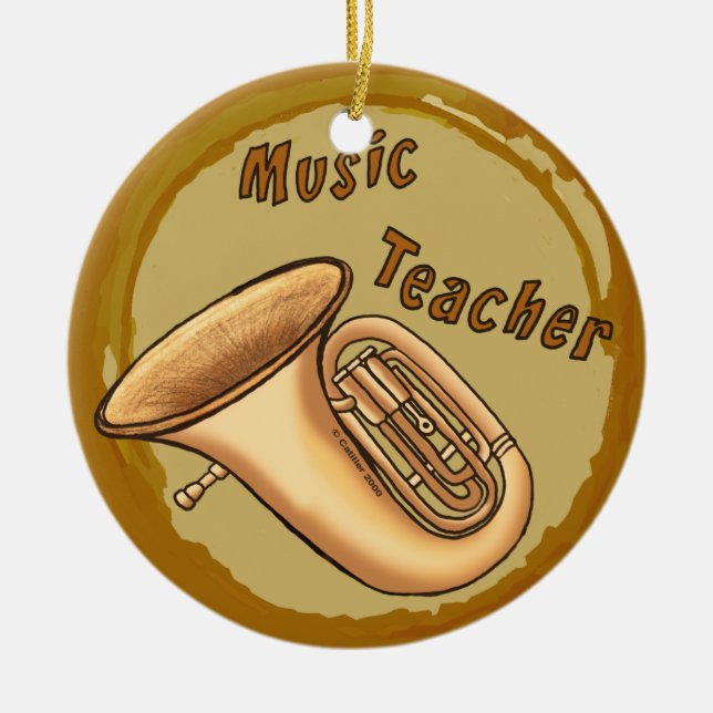 Music Teacher Tuba Premium Round Ornament (Front)