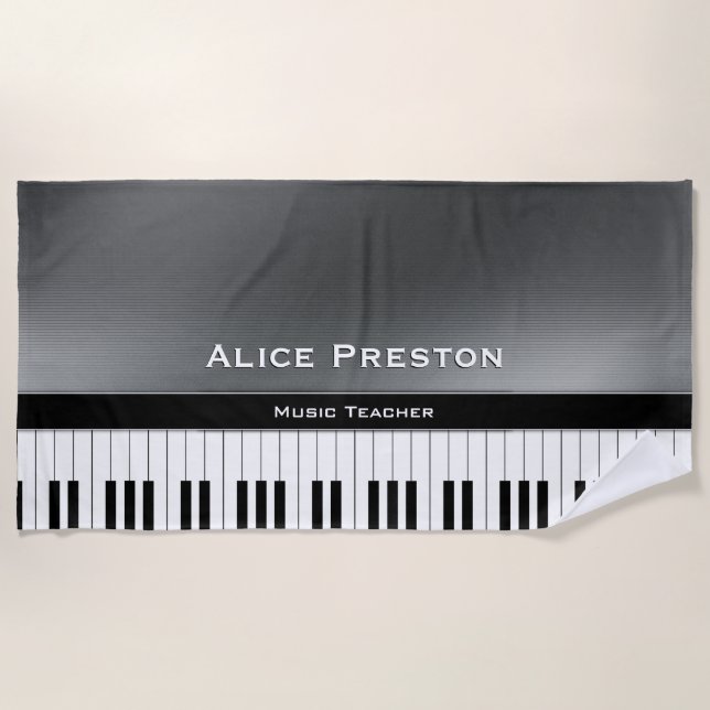 Music Teacher | Unique Silver Beach Towel (Front)