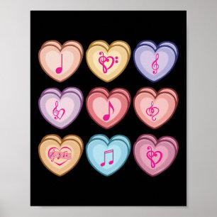 Music Teacher Valentine's Day Candy Heart Musical Poster