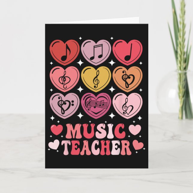 Music Teacher Valentine's Day Musical Notes Hearts (Front)