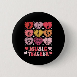 Music Teacher Valentine's Day Musical Notes Hearts 6 Cm Round Badge