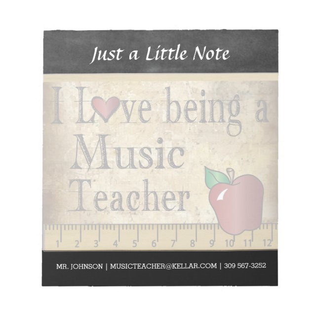 Music Teacher | Vintage Style Notepad (Front)