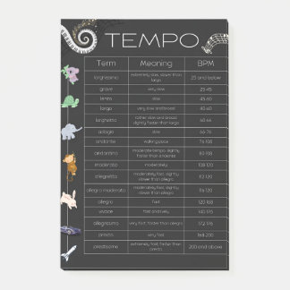 Music Tempo Chart post-it notes