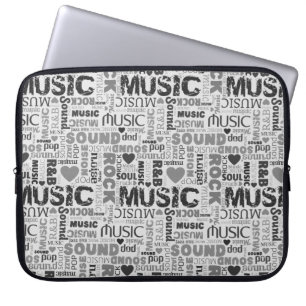 Music Text Background Laptop Sleeve