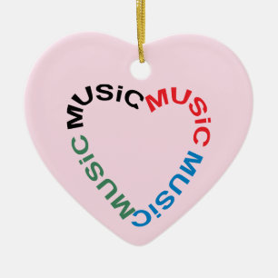 Music Text Heart Ceramic Tree Decoration