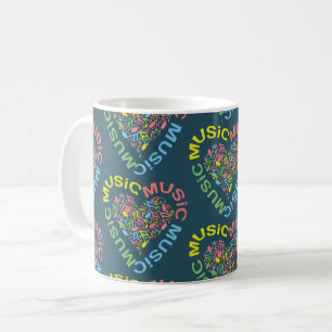 Music Text Heart Notes  Coffee Mug