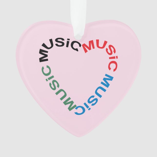 Music Text Heart Ornament (Front)