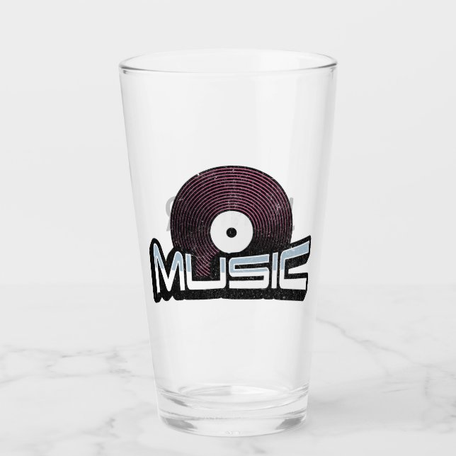 Music text with vinyl record glass (Front)