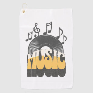 Music text with vinyl record golf towel