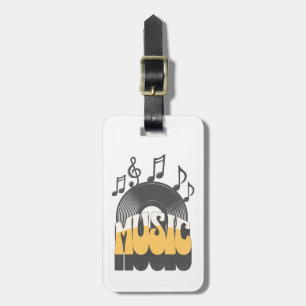 Music text with vinyl record luggage tag