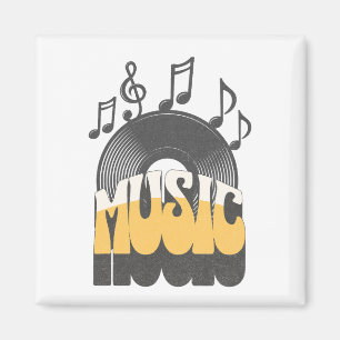 Music text with vinyl record magnet