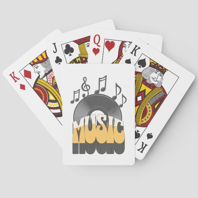 Music text with vinyl record playing cards (Back)