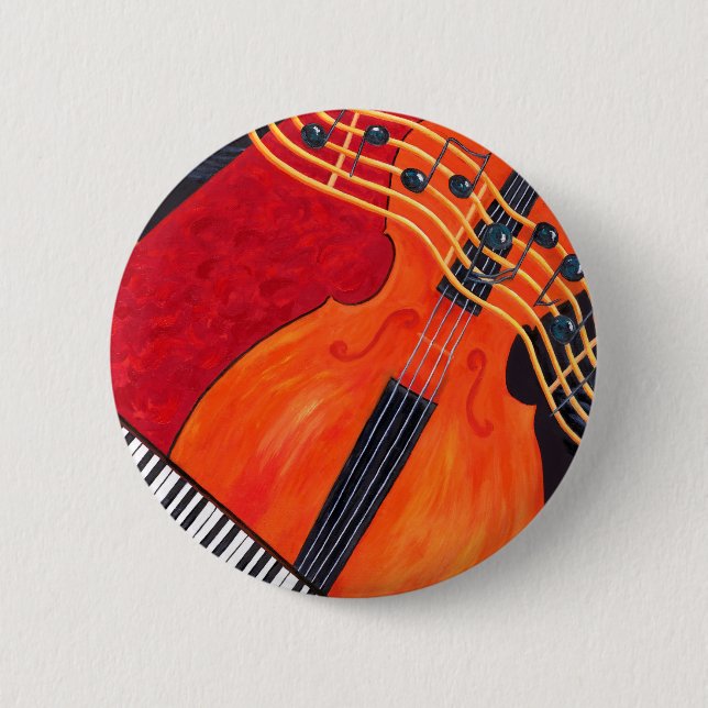 Music Theme 6 Cm Round Badge (Front)