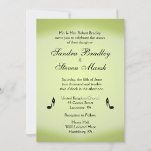 Music Theme Green Wedding Invitation