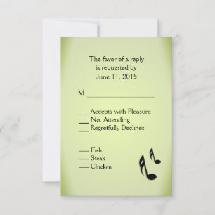 Music Theme Green Wedding Menu Choice