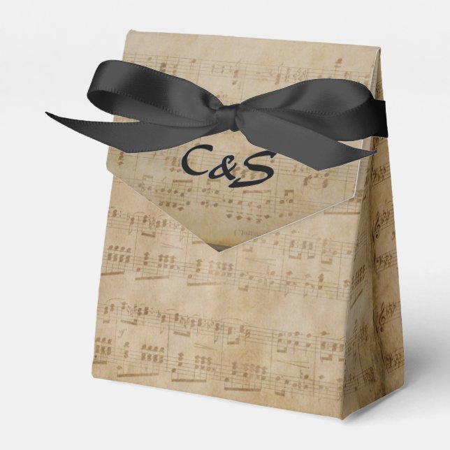 Music Theme Monogram Favour Boxes (Front Side)