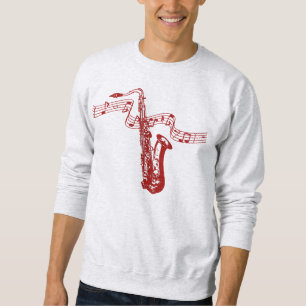Music theme Red Saxophone and notes -Sweatshirt Sweatshirt