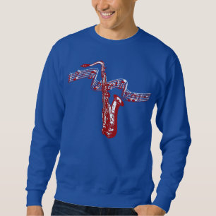 Music theme Red Saxophone and notes -Sweatshirt Sweatshirt