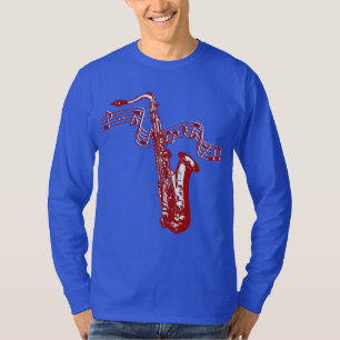 Music theme Red Saxophone and notes T-Shirt