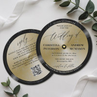Music Theme Vintage Vinyl Gold Disc Modern Wedding