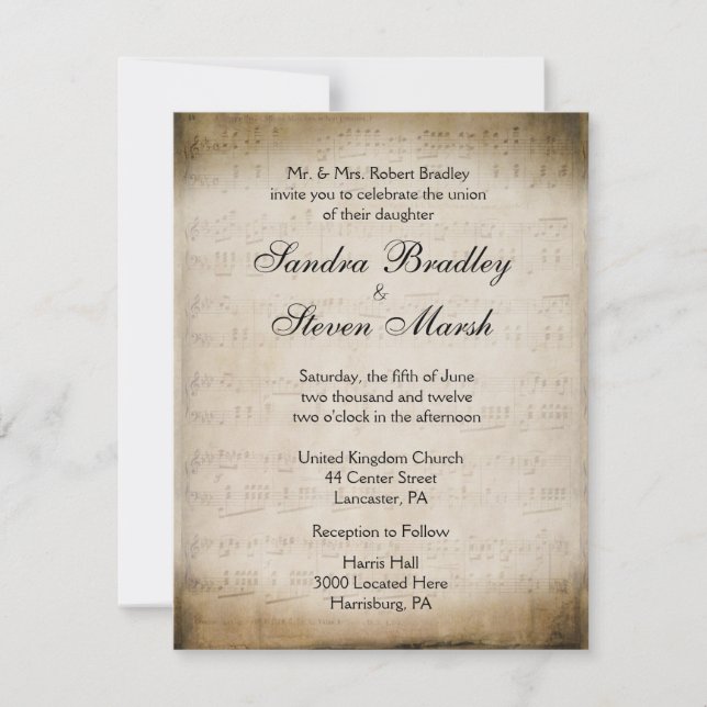 Music Theme Wedding Invitation (Front)