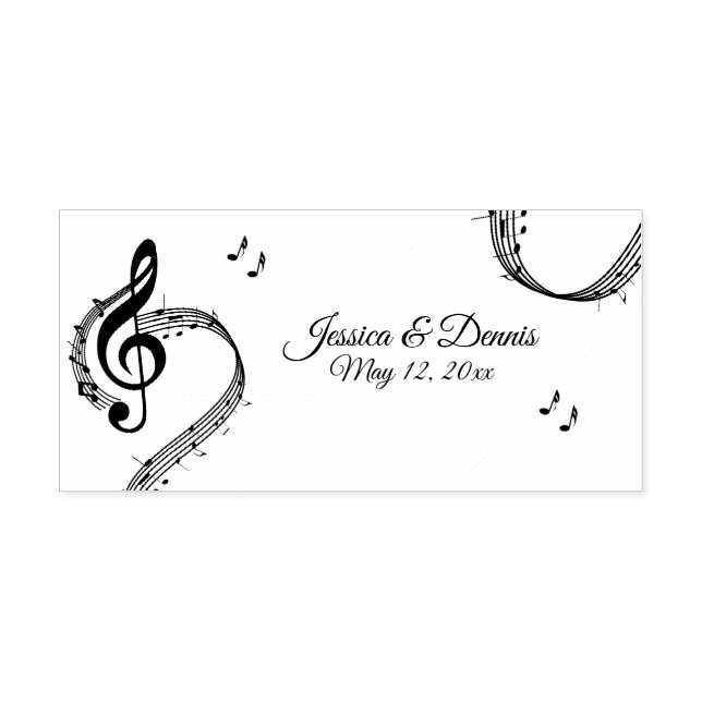 Music Theme Wedding or Event  Rubber Stamp (Imprint)