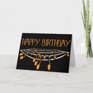 Music Themed Birthday Card - Orange