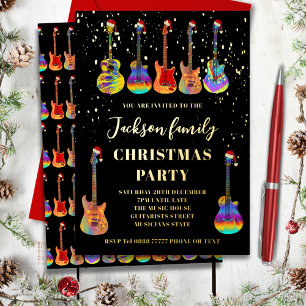 Music Themed Guitar Christmas Party Black Gold