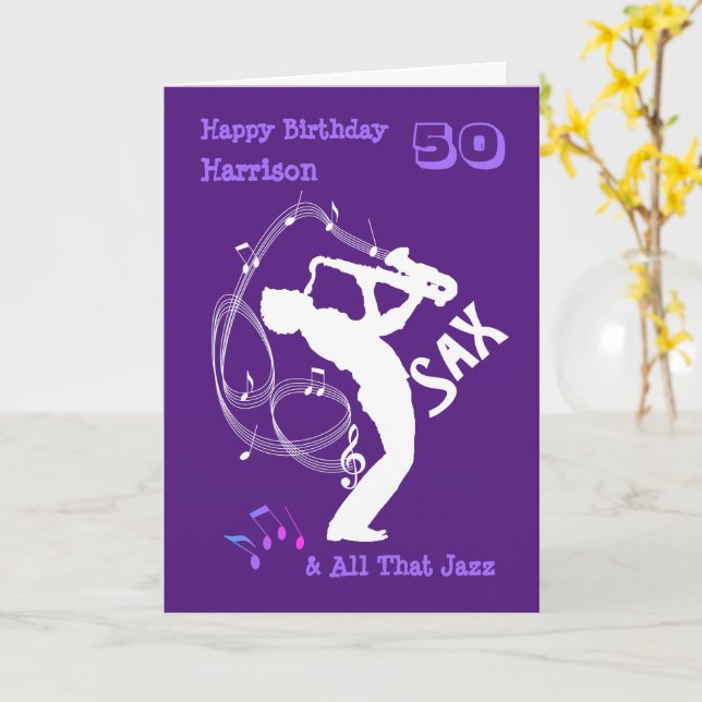 Music Themed Happy Birthday Personalised Card (Yellow Flower)