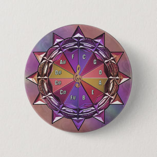 Music Theory Circle of Fifths Mandala 6 Cm Round Badge