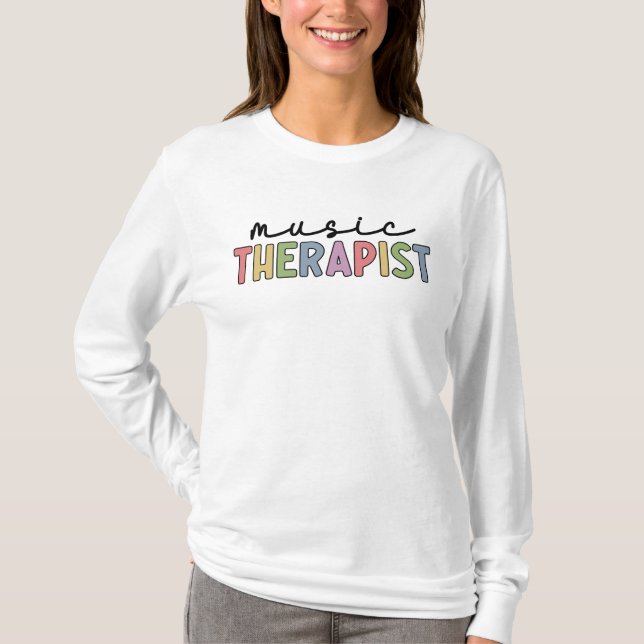 Music Therapist Retro Music Therapy Gifts T-Shirt (Front)