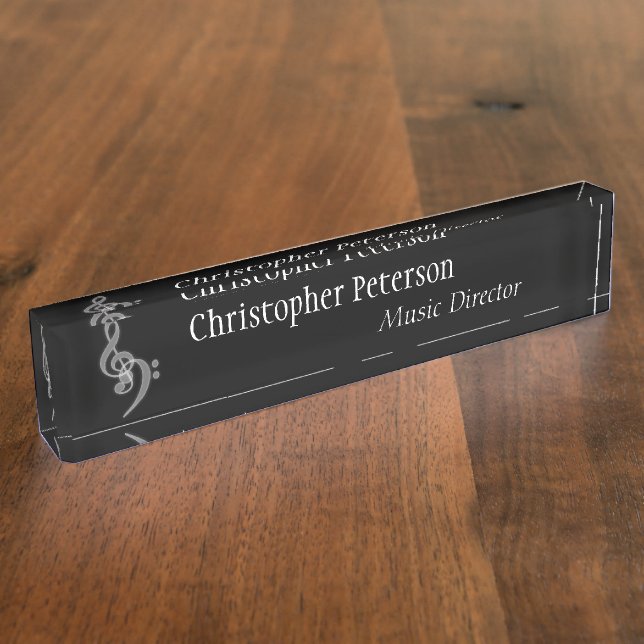 Music - Treble and Bass Clef Nameplate (Side)