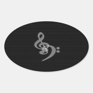 Music - Treble and Bass Clef Oval Stickers