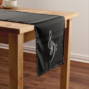 Music - Treble and Bass Clefs at the side Short Table Runner