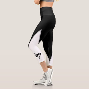 Music Treble Bass Clef Heart Capri Leggings