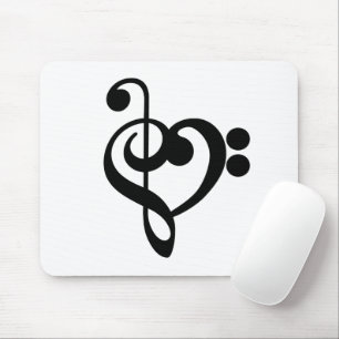 Music Treble Bass Clef Heart Mouse Pad