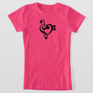 Music Treble Bass Clef Heart T-Shirt