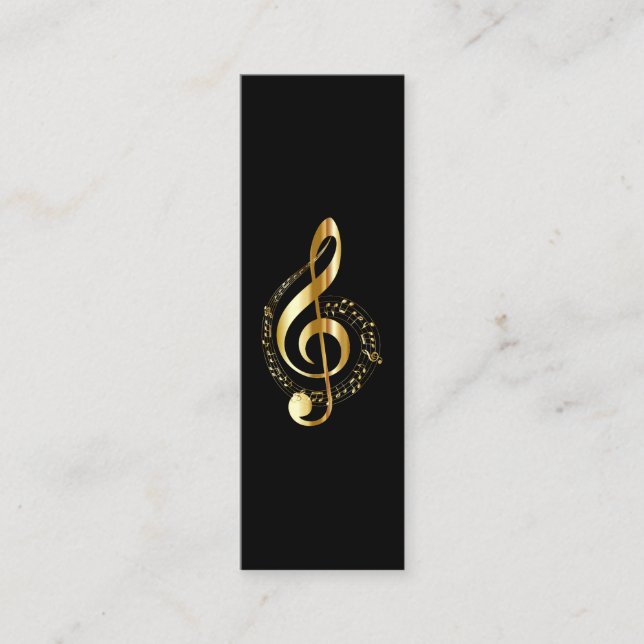 Music Treble Clef Chrome Personalised Mini Business Card (Front)