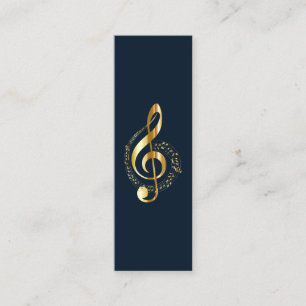 Music Treble Clef Chrome Personalised Mini Business Card